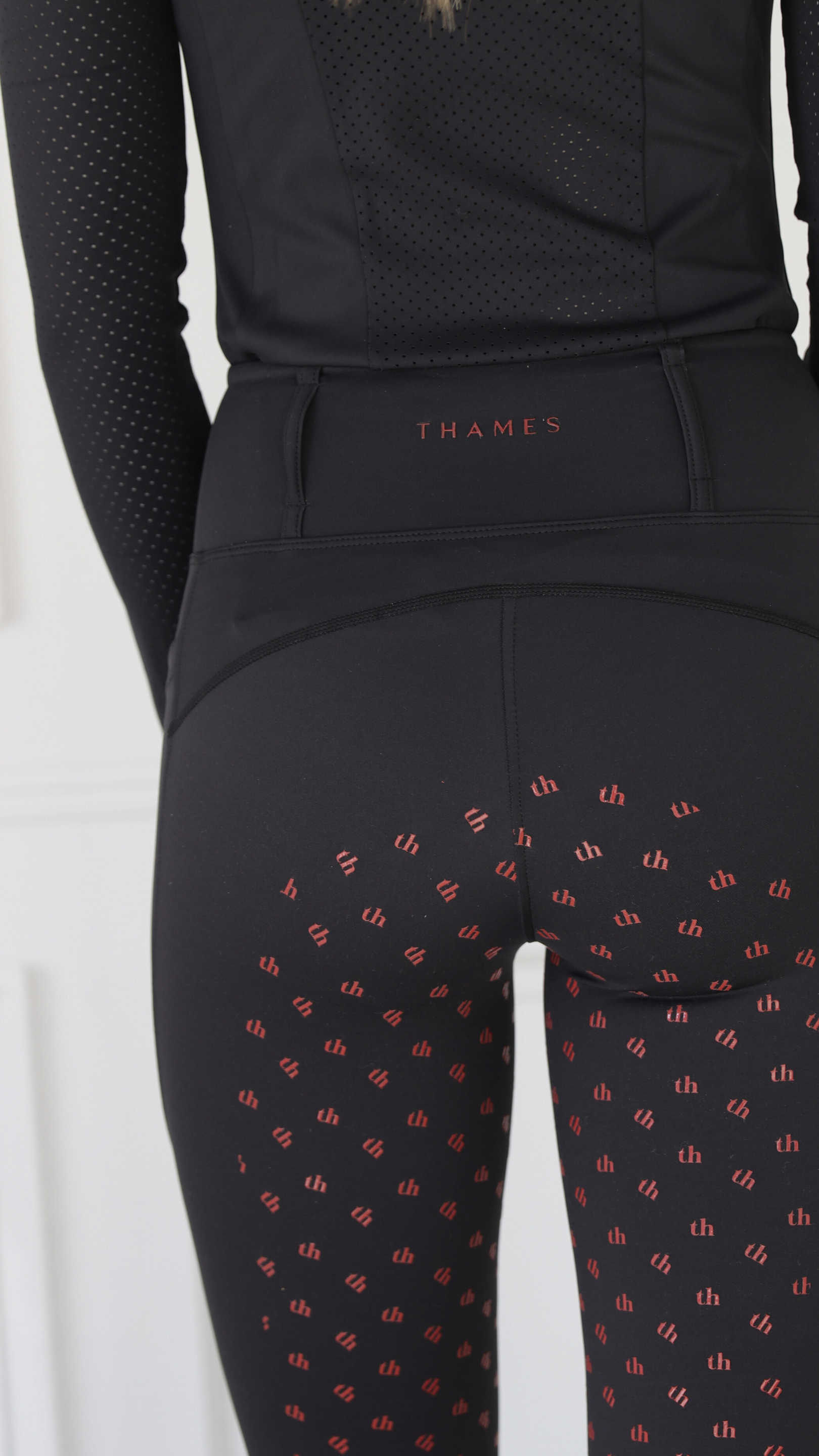 Thames Ascot Riding Tights - Black + Red