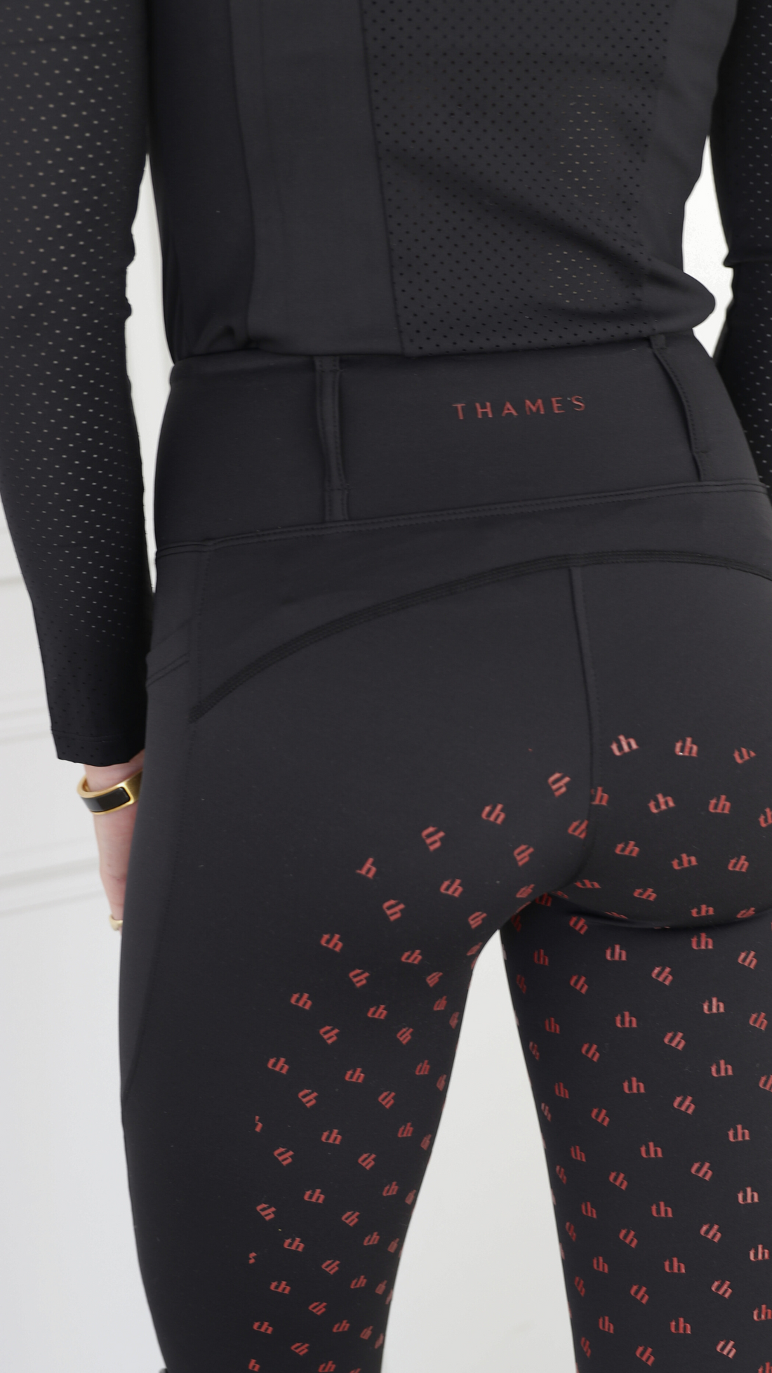 Thames Ascot Riding Tights - Black + Red