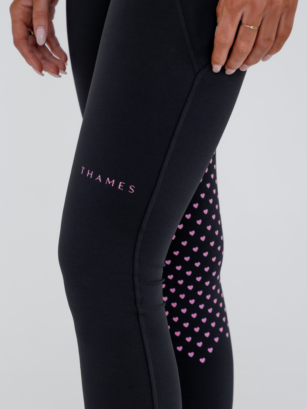 Thames Children's Ascot Riding Tights - Pink Hearts Thames Equestrian