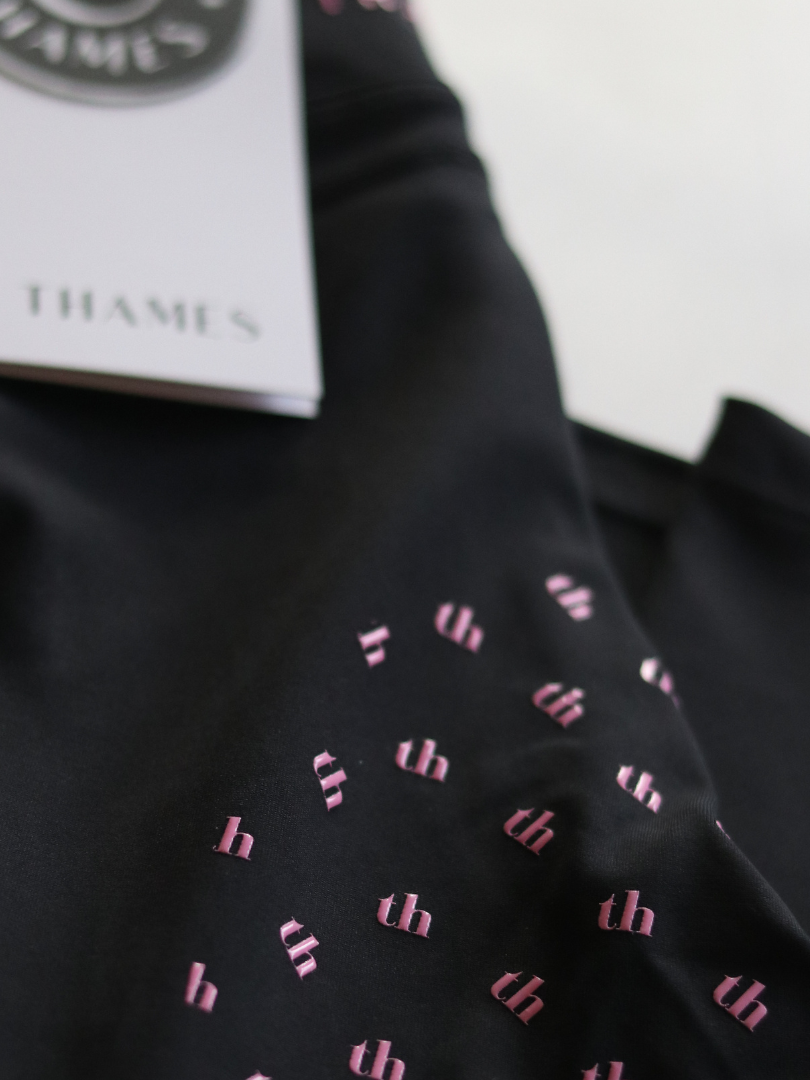 Thames Children's Ascot Riding Tights - Black + Pink Thames Equestrian