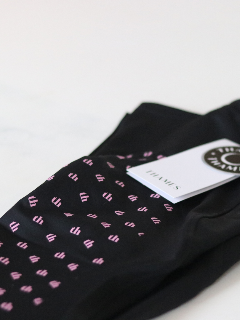 Thames Children's Ascot Riding Tights - Black + Pink Thames Equestrian