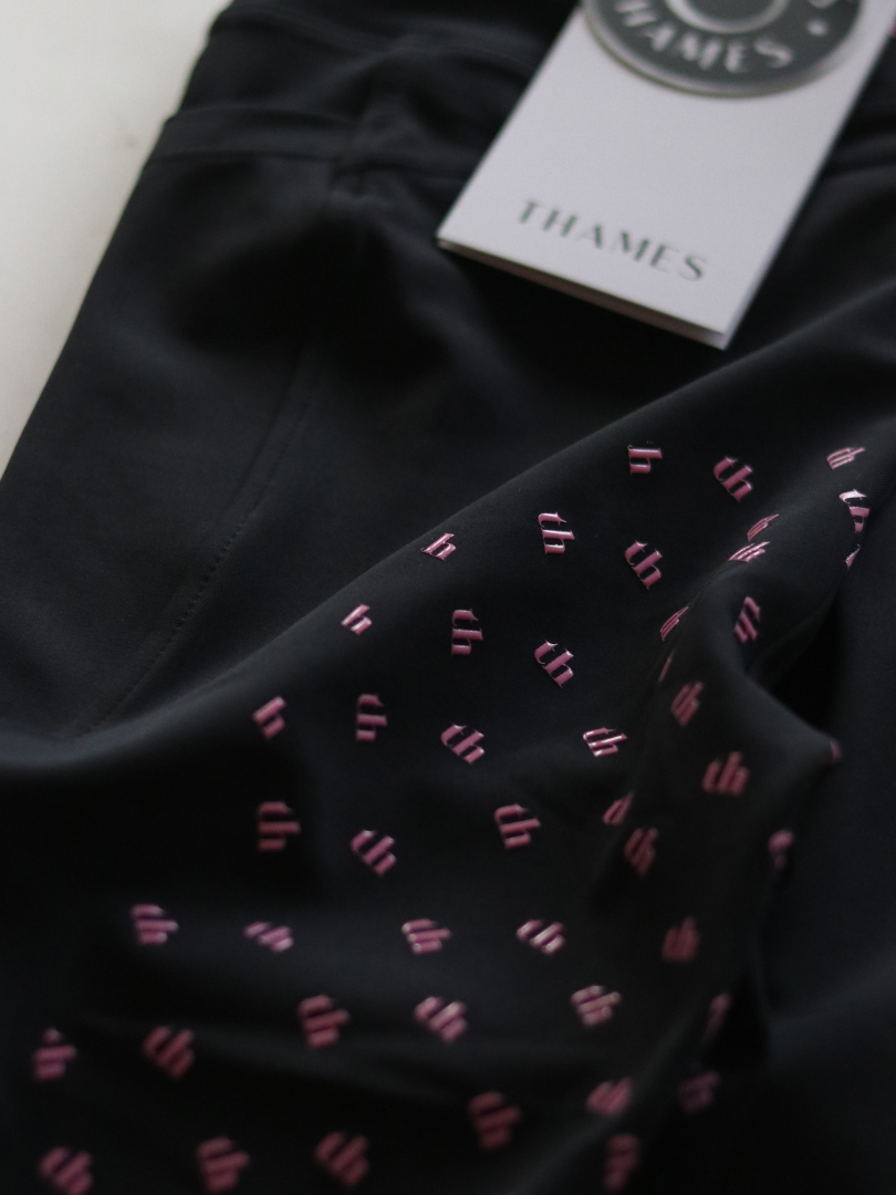 Thames Children's Ascot Riding Tights - Black + Pink Thames Equestrian