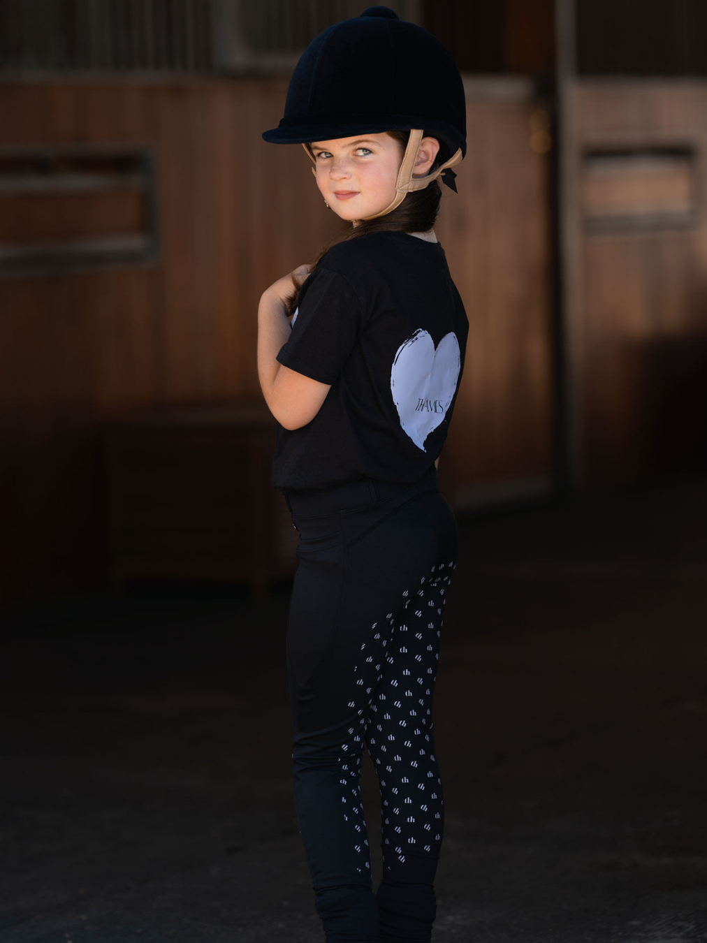 Thames Children's Ascot Riding Tights - Black + Mauve Thames Equestrian
