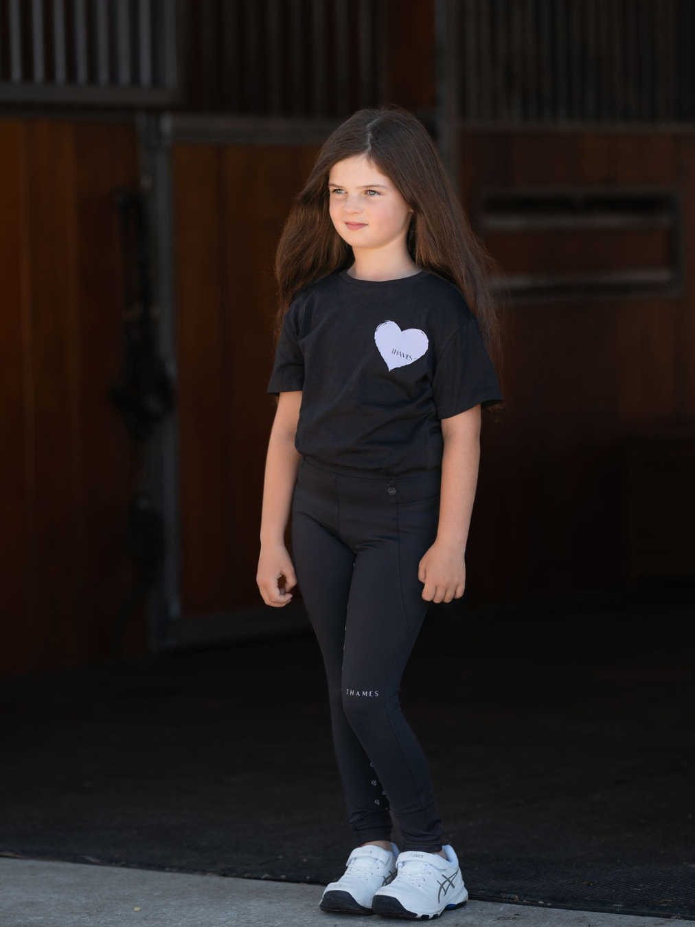 Thames Children's Ascot Riding Tights - Black + Mauve Thames Equestrian