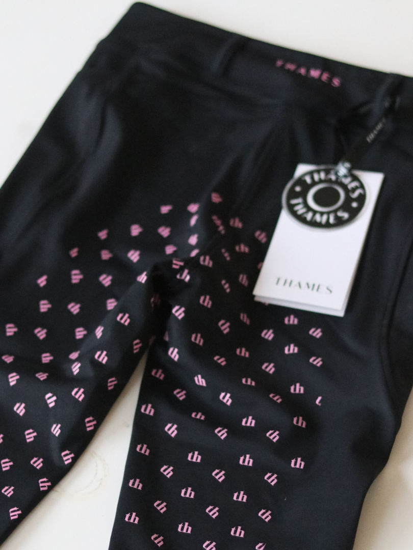 Thames Children's Ascot Riding Tights - Black + Pink Thames Equestrian