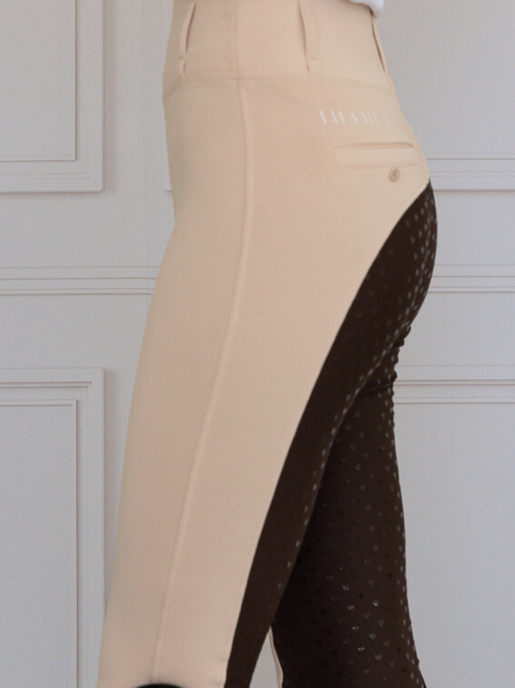 Thames London Competition Tights - Two Tone Creme Beige Thames Equestrian