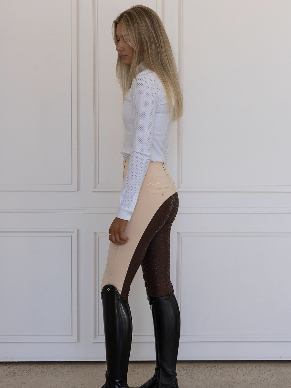 Thames London Competition Tights - Two Tone Creme Beige Thames Equestrian