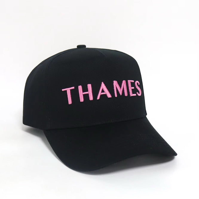 Thames Black Cap - Pink Logo