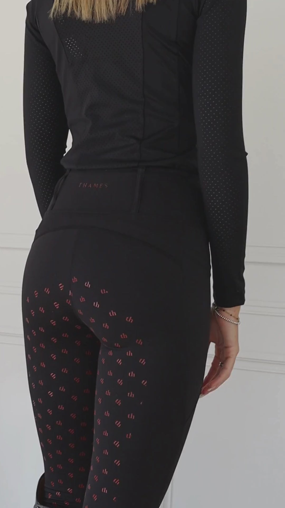 Thames Ascot Riding Tights - Black + Red