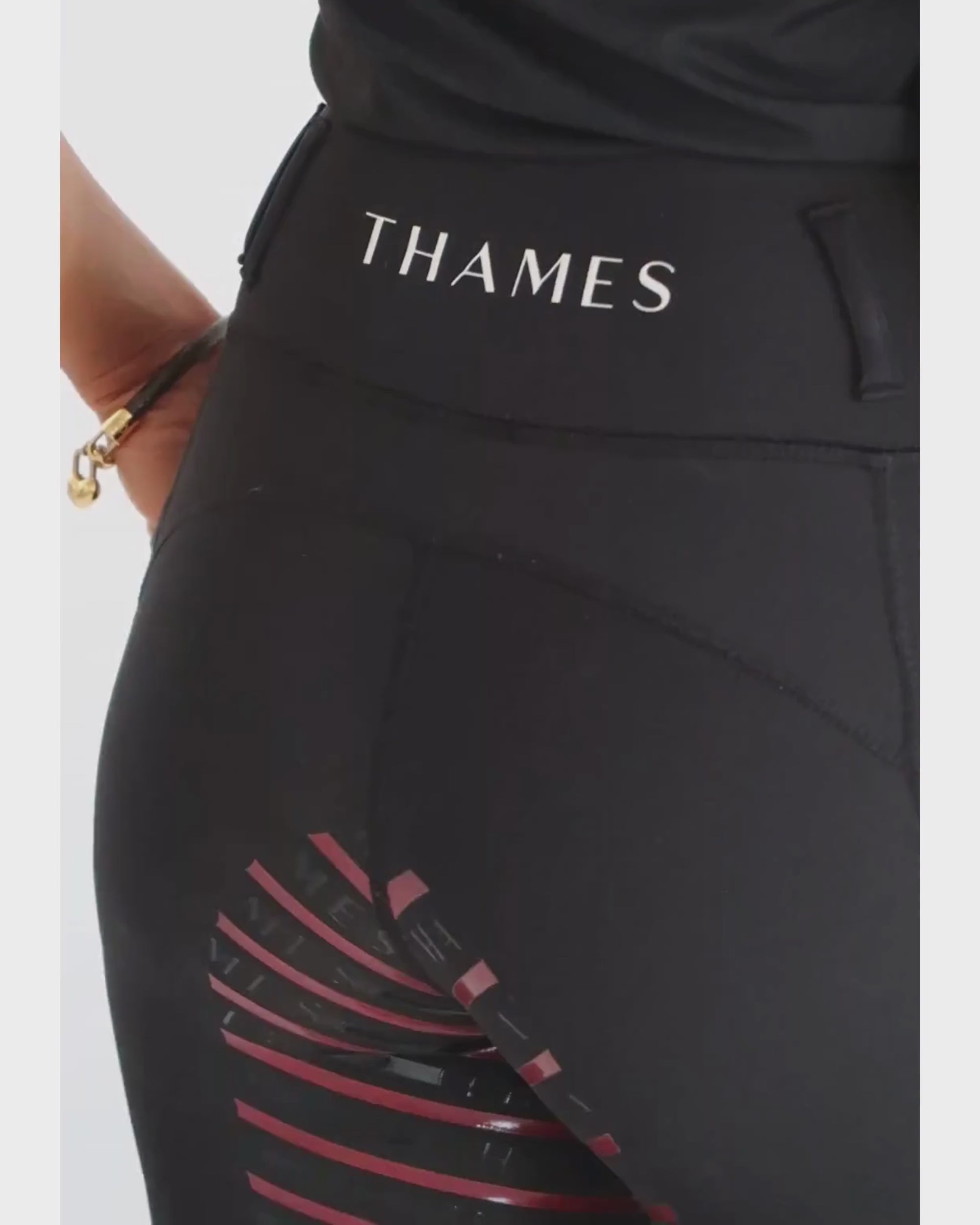 Thames Elite Riding Tights - Black+Red